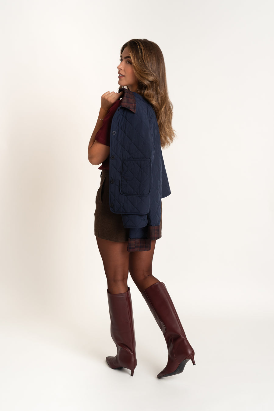 Short court en mélange de laine