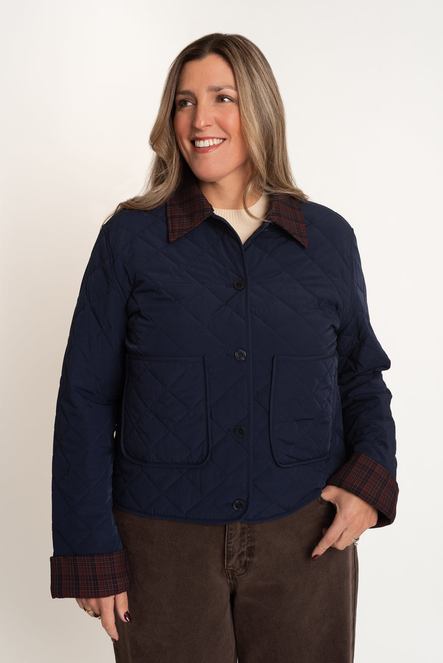 Veste matelassée avec détail à carreau