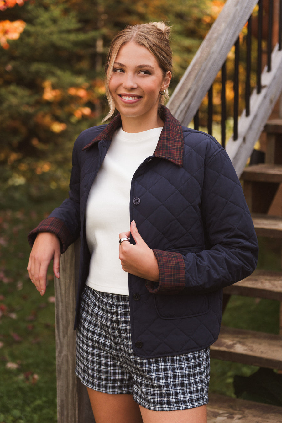 Veste matelassée avec détail à carreau