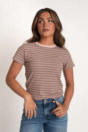 T-shirt côtelé ligné